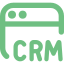 Icono de CRM representado por pantalla y contactos