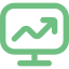 Icono de pantalla con gráfica de rendimiento comercial
